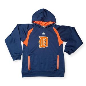 🐯 Adidas Detroit Tigers Pullover Hoodie - Navy Blue & Orange - Boys M (10/12)